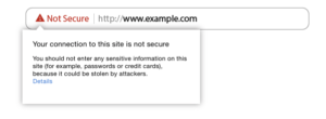 Connection security warning by Google
